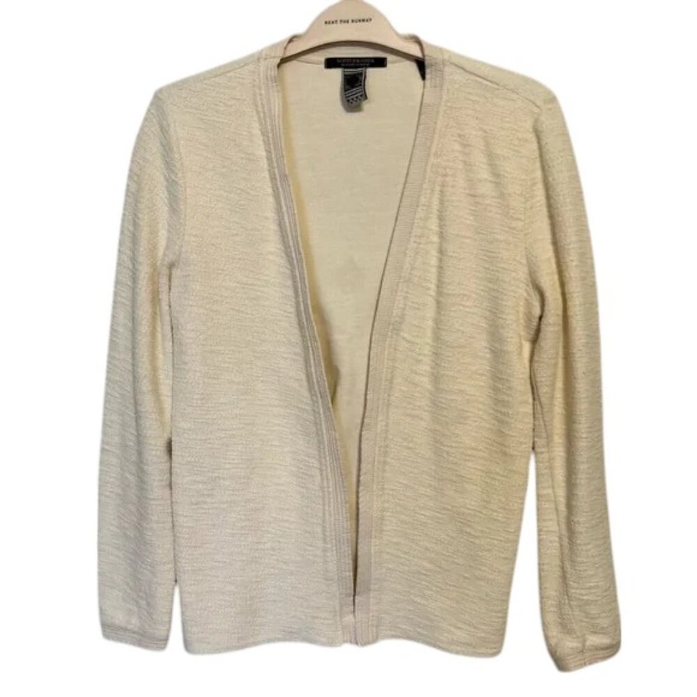Scotch and Soda Tan Cream Textured Cardigan, Size Medium M